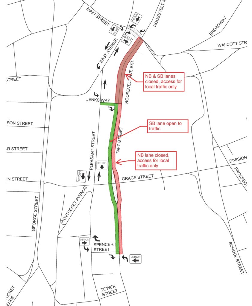 Detour patter for work zone (Winter-Spring 2026)